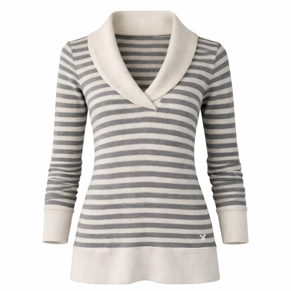 American Eagle Striped Shawl Collar Sweater Top Size XS